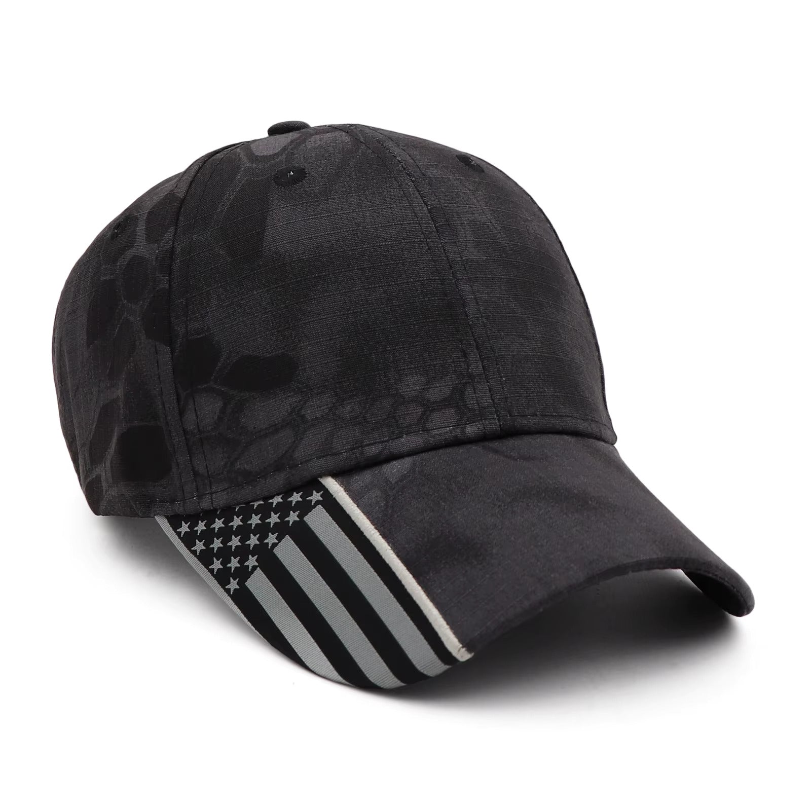 Kryptic Camo American Flag Black (no Logo)-Baseball Cap