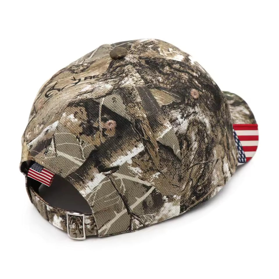 Real Tree Camo American Flag Hat (No Logo)-Baseball Cap