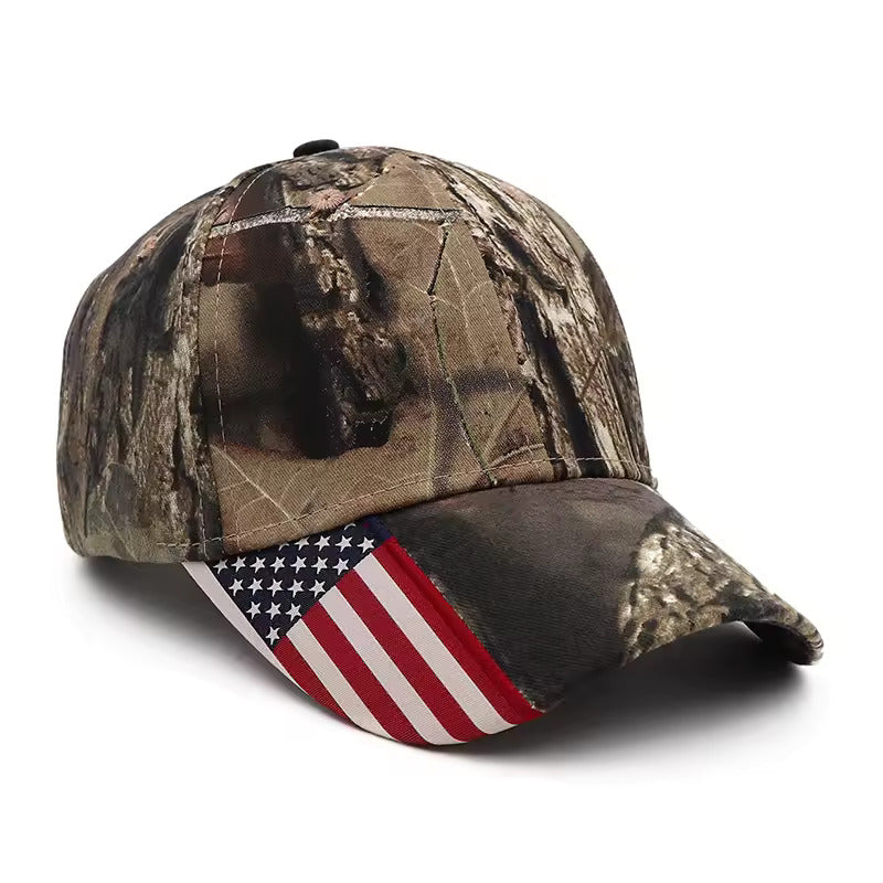 Real Tree Camo American Flag Hat (No Logo)-Baseball Cap