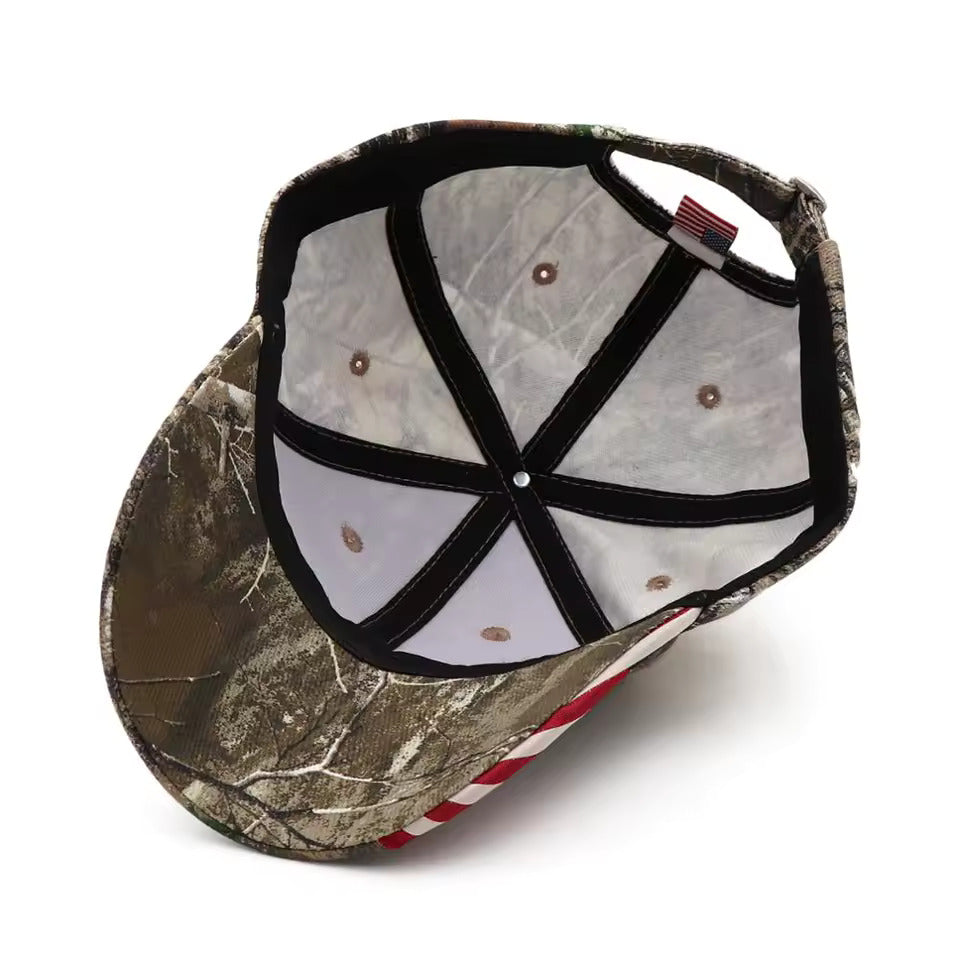 Real Tree Camo American Flag Hat (No Logo)-Baseball Cap