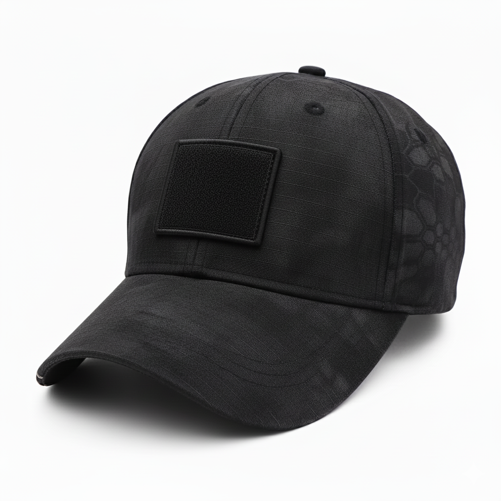 Kryptic Camo American Flag Black Square Velcro-Baseball Cap
